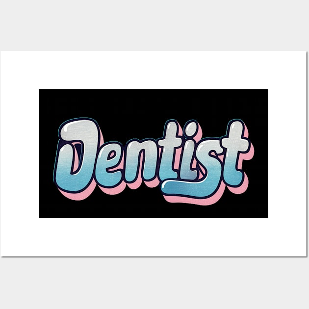 Cute funny retro dentist Wall Art by Spaceboyishere